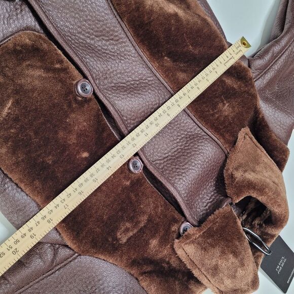 NEW BERNARDO SHEARLING FAUX LEATHER SOFT BROWN AVIATOR COAT JACKET XS SMALL NWT - Picture 4 of 16